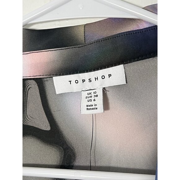 NWT Topshop Satin Tie Dye Shirt In Multi Size 6 - Picture 4 of 15